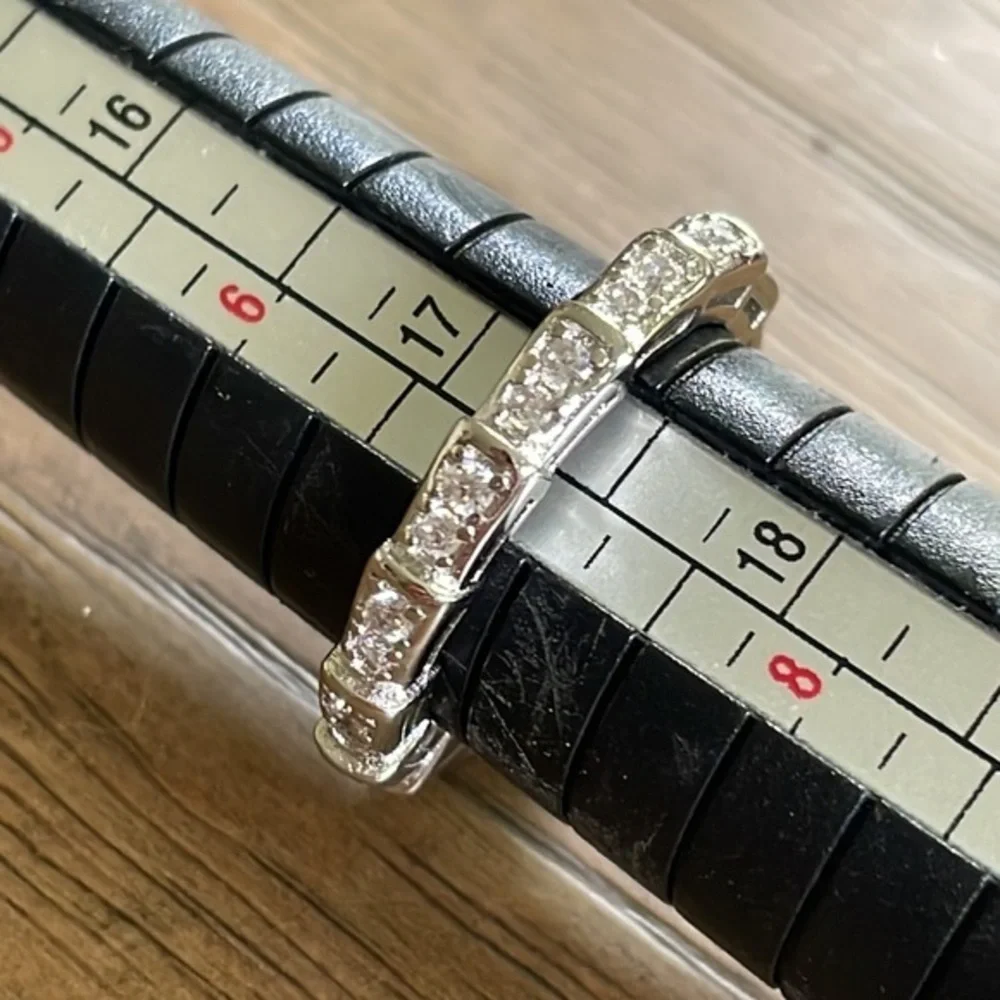 Snake Bone wedding Band 18K White Gold Plated Sterling Silver
